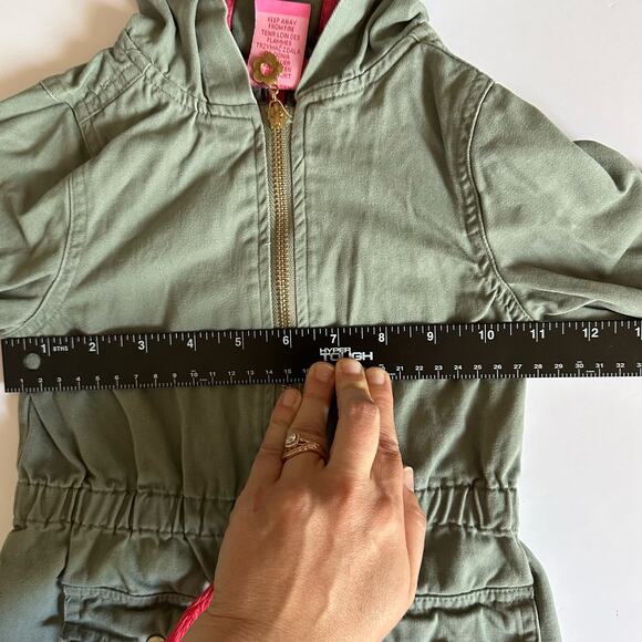 Isaac Mizrahi Girl Pink Tie Belted Full Gold Zip Hooded Jacket Green Size XS (4) - Picture 11 of 13